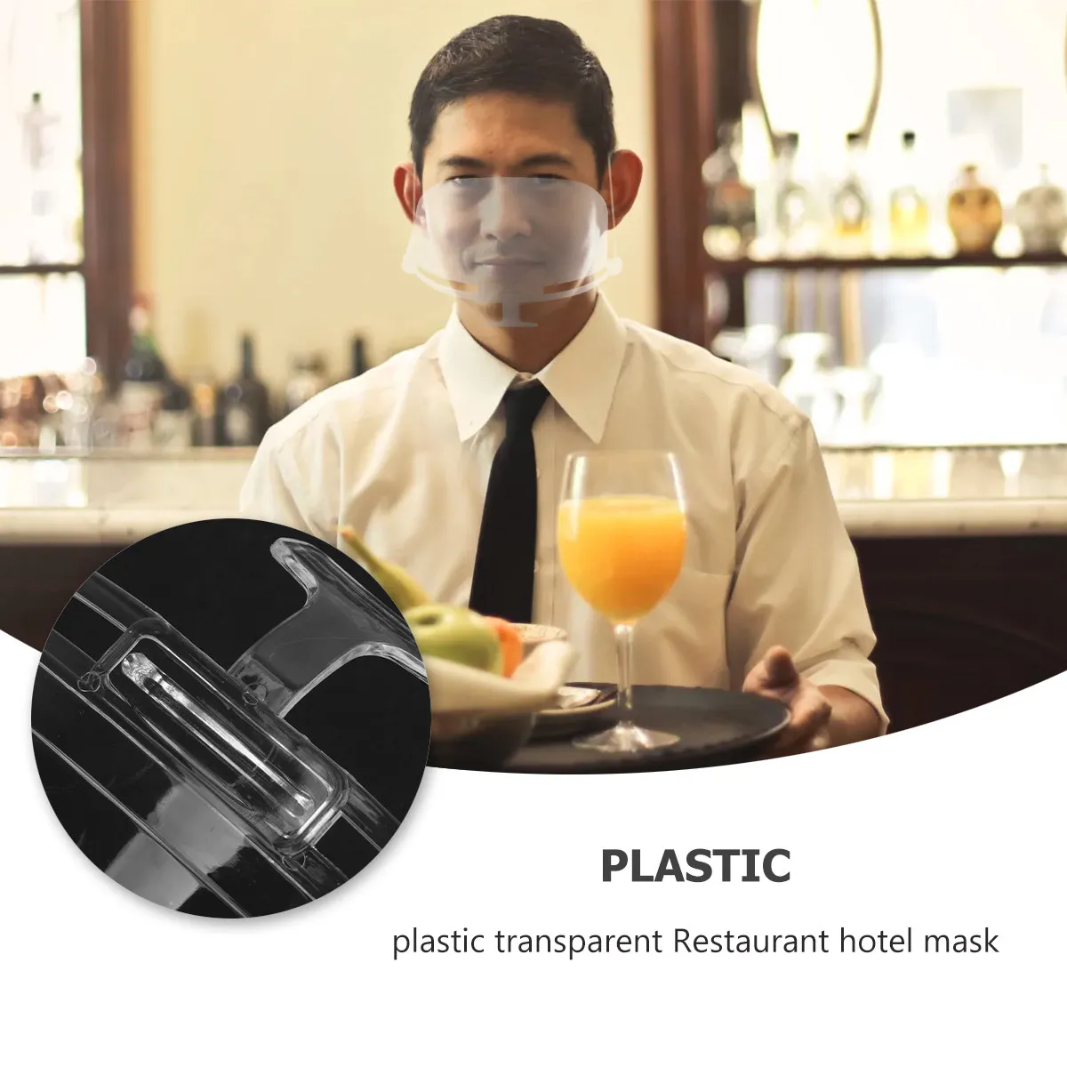 10Pcs Restaurant Transparent Plastic Mouth Mask Anti-Fog Reusable Hotel Kitchen Face Protection Hotel Catering Mask