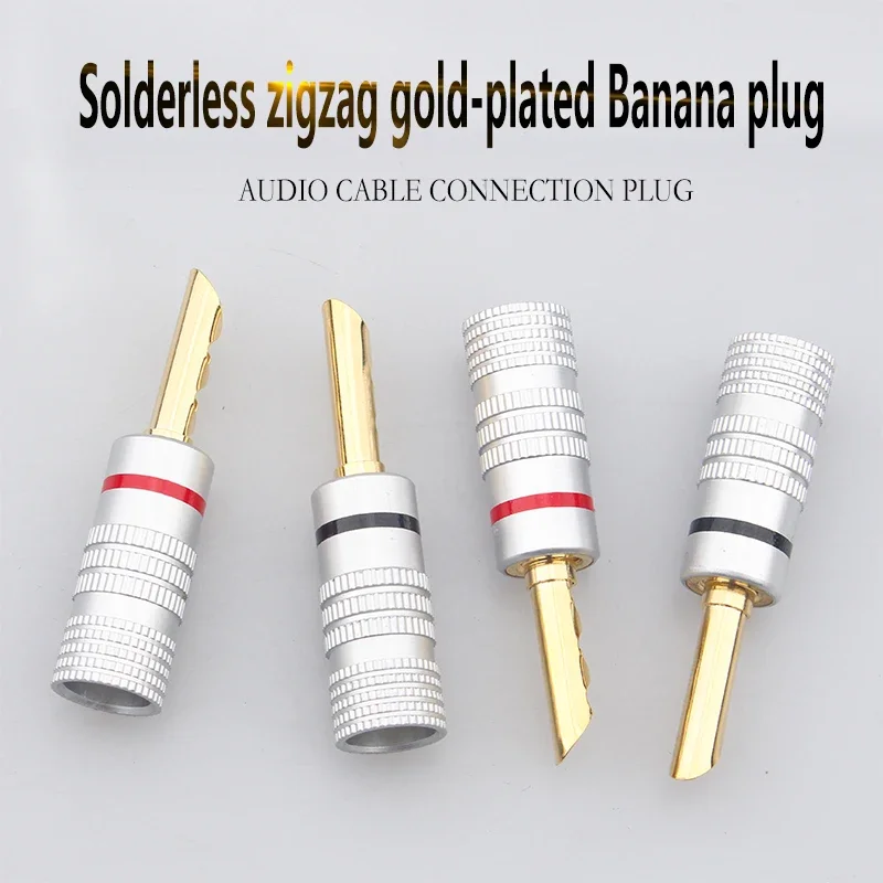 Hi-Fi аудиокабель-адаптер для динамика с банановым штекером, 5 мм, разъем с позолоченным покрытием без припоя