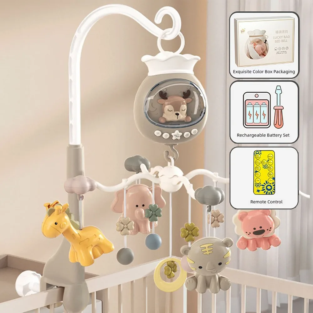 Mit Lichtern, rotierende Bettglocke, Fernbedienung, rotierendes Design, Babybett, mobile Musikprojektion, hängender Stil
