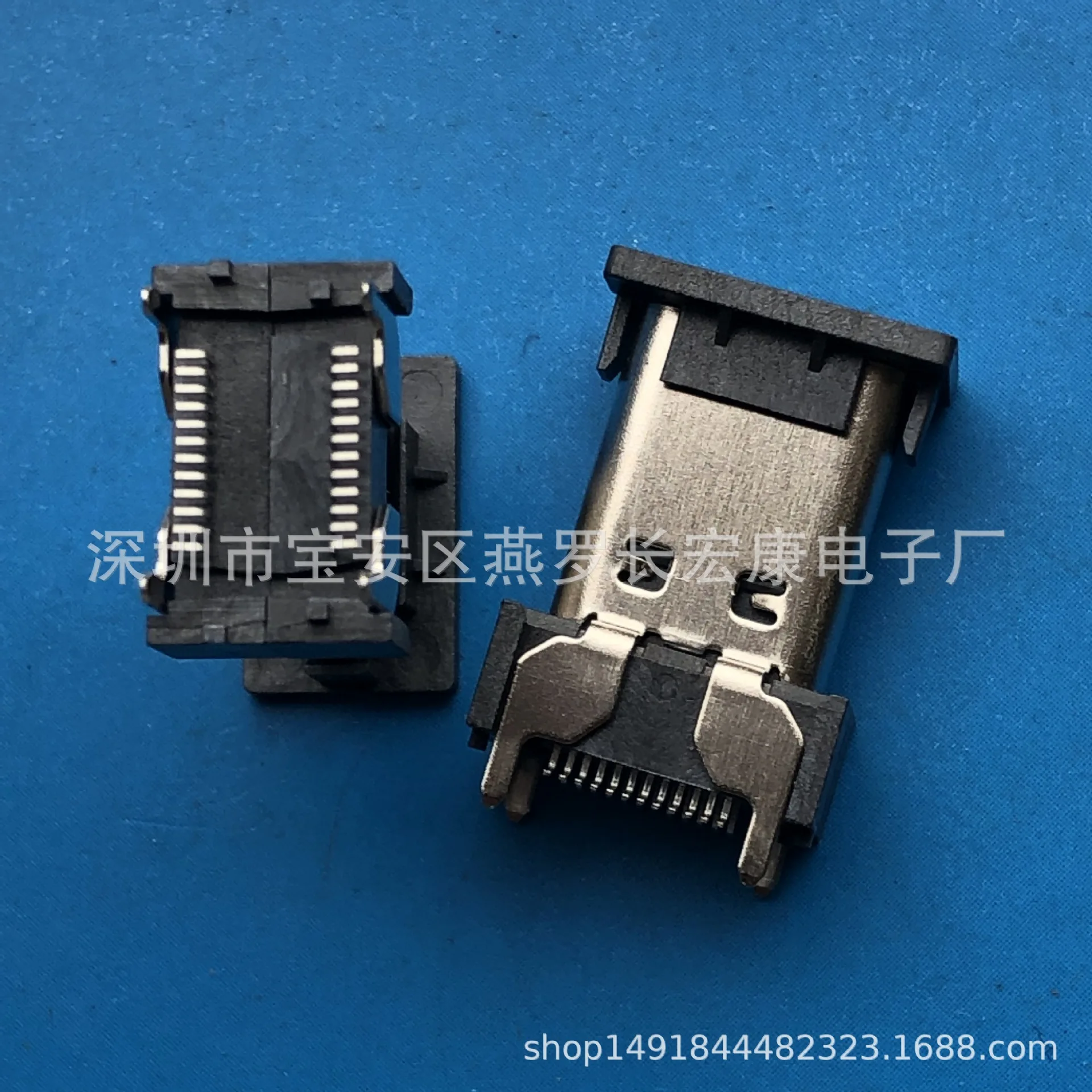 

Разъем USB Type-C 24-контактный, вертикальный, двухрядный, SMT 13H, с четырьмя фиксирующими ножками и заглушкой от пыли