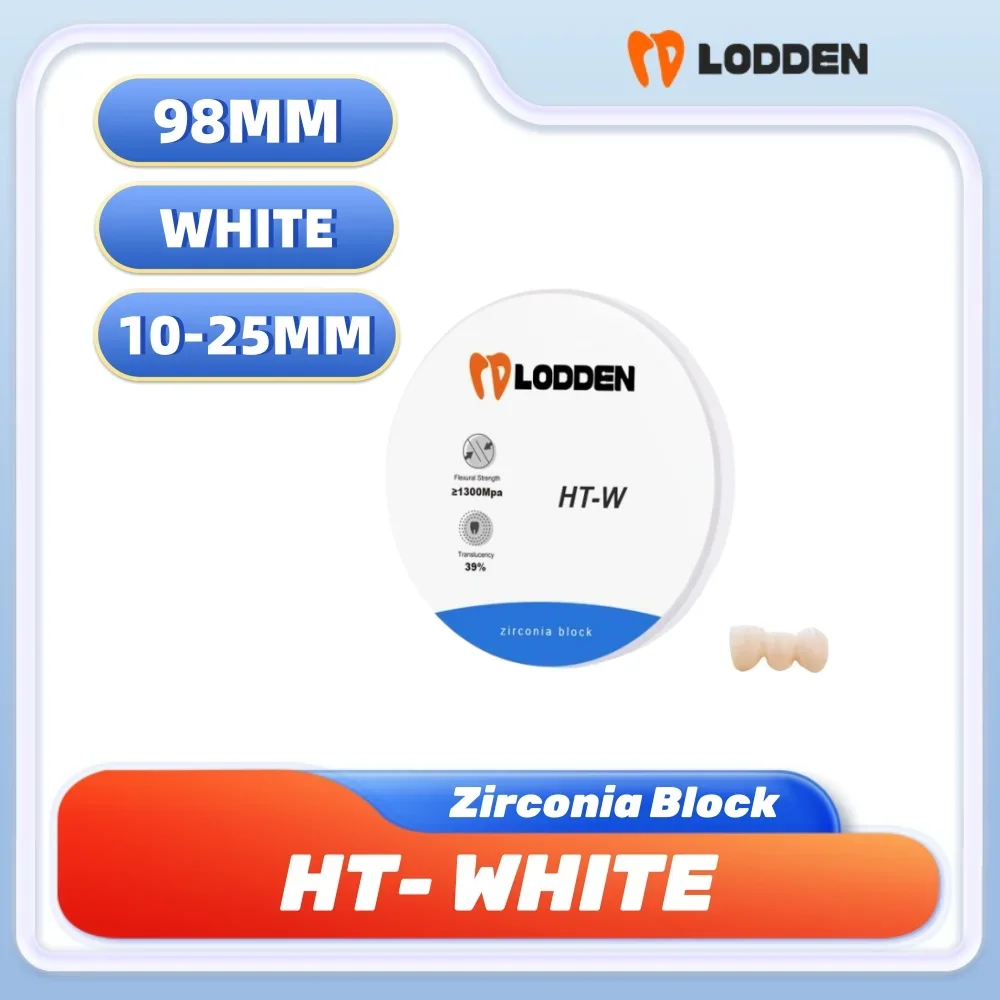 Lodden Dental Zirconia Block HT-W Preshade Denture Lab Materials Transparency 37% Strength 1350