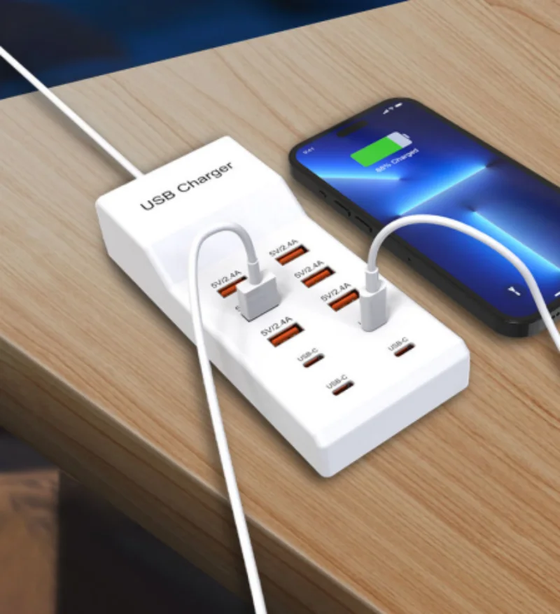 10 Ports USB-Ladegerät 50W Typ C Hub Schnell ladestation für iPhone Samsung Xiaomi Huawei Tablet Multi-Geräte-Erweiterungs buchse – Detail 7