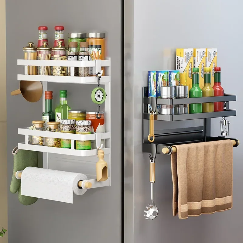 Non-marking installation, no punching, kitchen side storage, plastic wrap hanger, refrigerator rack, towel rack