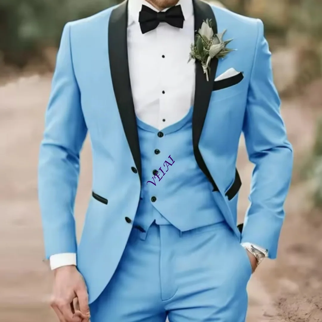 CustomizedElegant Light Green Formal Wedding Men Suit Groom Tuxedo Prom Slim Fit Blazer Hombre High Quality Custom 3 Piece Costu