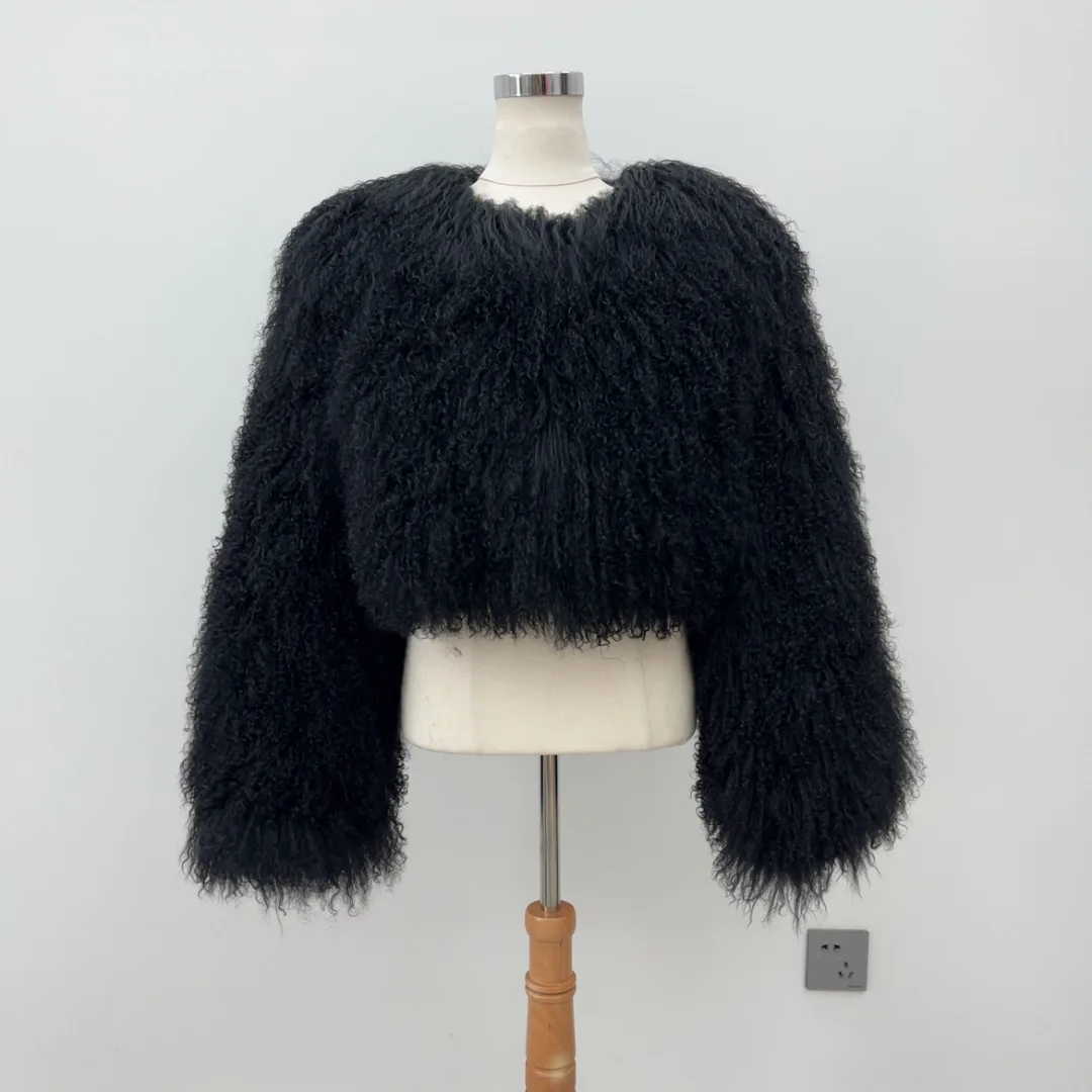 

New Winter Autumn Fashion Real Fur Jacket Women Genuine Mongolian Sheep Fur Coat