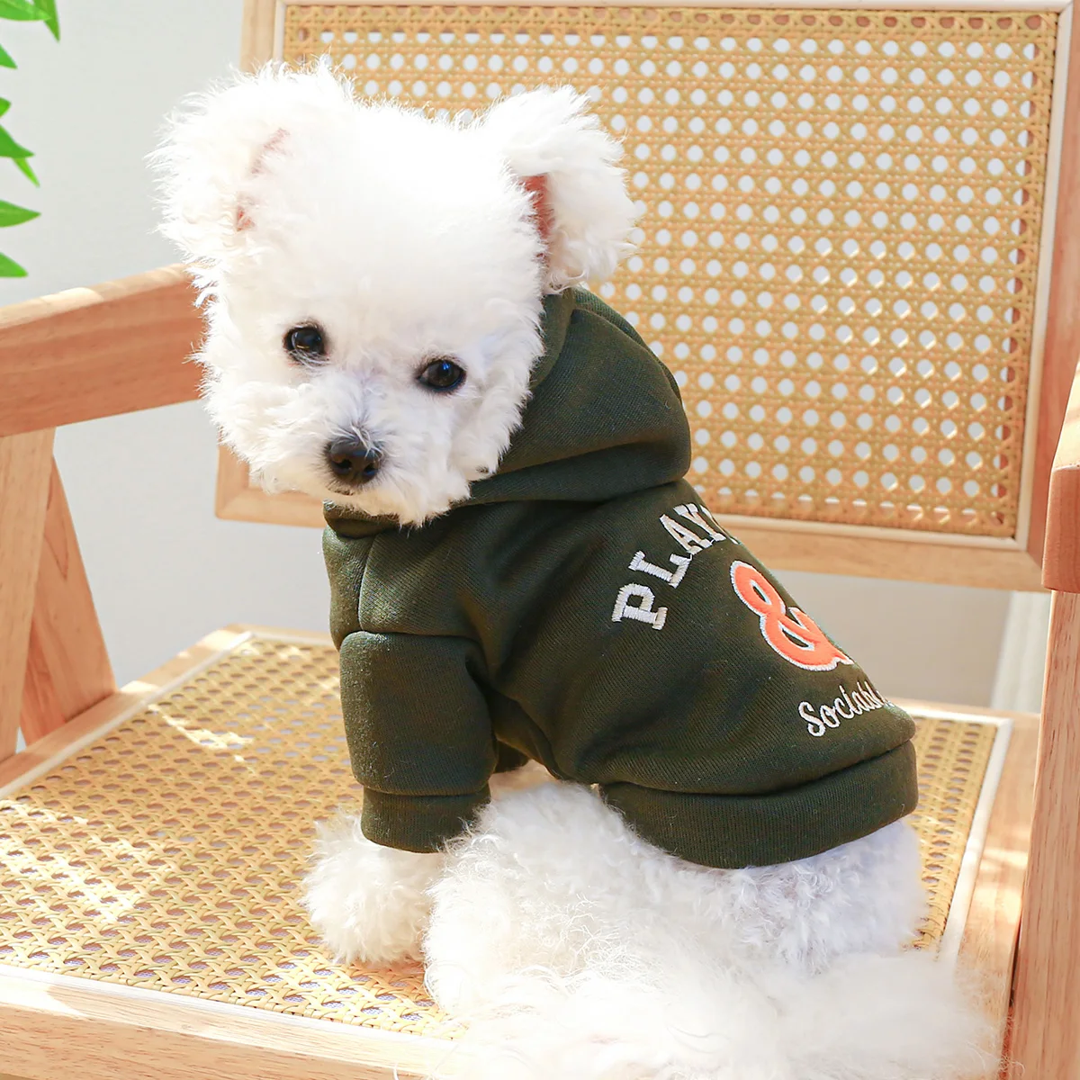 1PC pet clothing dog spring and autumn thickening army green warm comfortable pullover Hoodie For Small and Medium Dogs