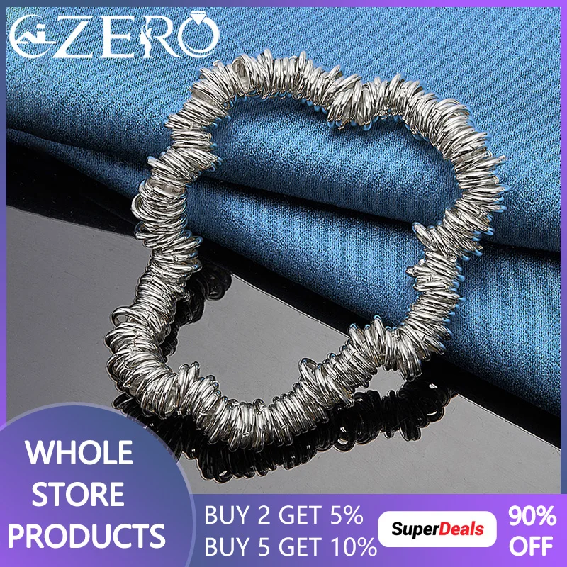 ALIZERO 925 Sterling Silver Entire Circles Chain Bracelet For Women Fashion Wedding Engagement Party Jewelry Gifts