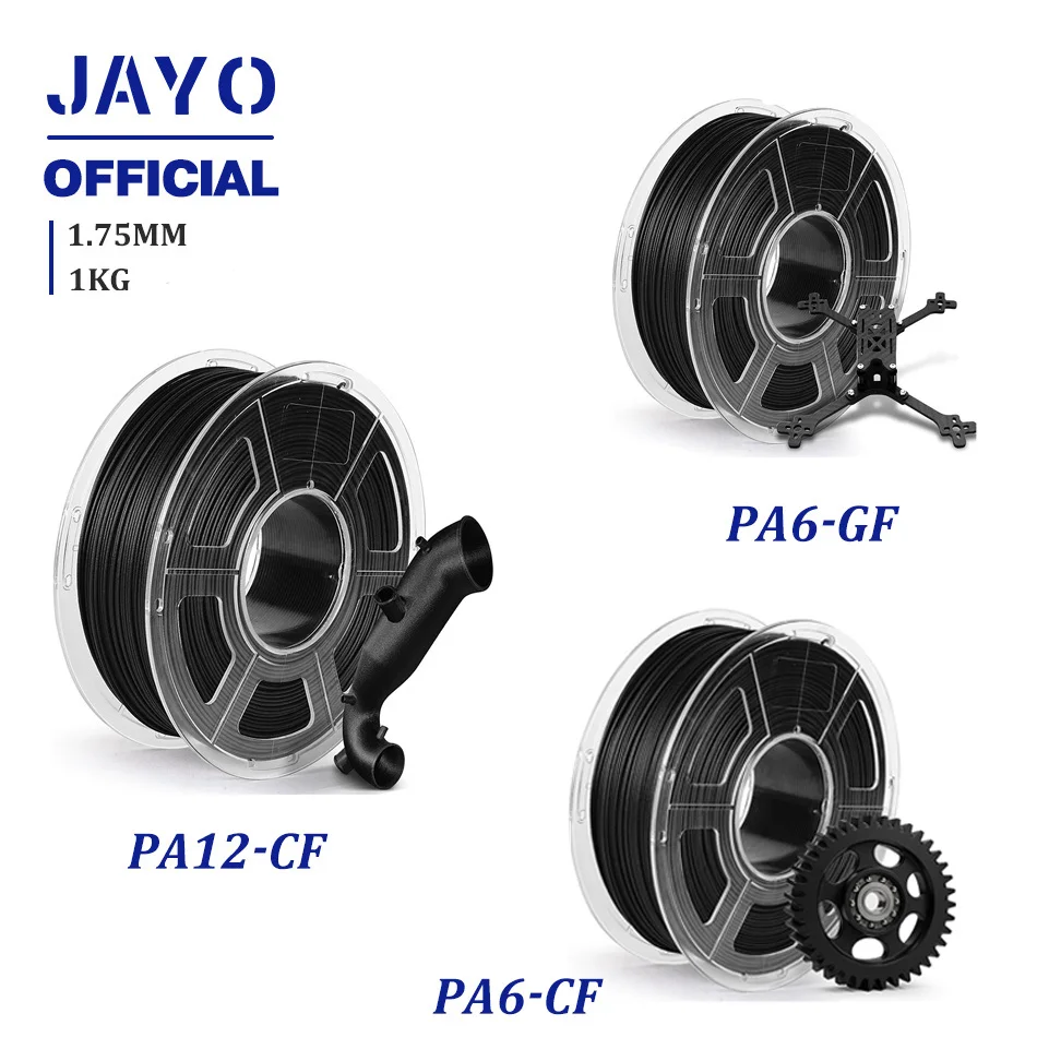 JAYO PA خيوط النايلون 1.75 مللي متر PA6-CF/PA6-GF/PA12-CF/سهولة PA النايلون ثلاثية الأبعاد خيوط الطابعة صلابة متفوقة 1 كجم/لفة #1