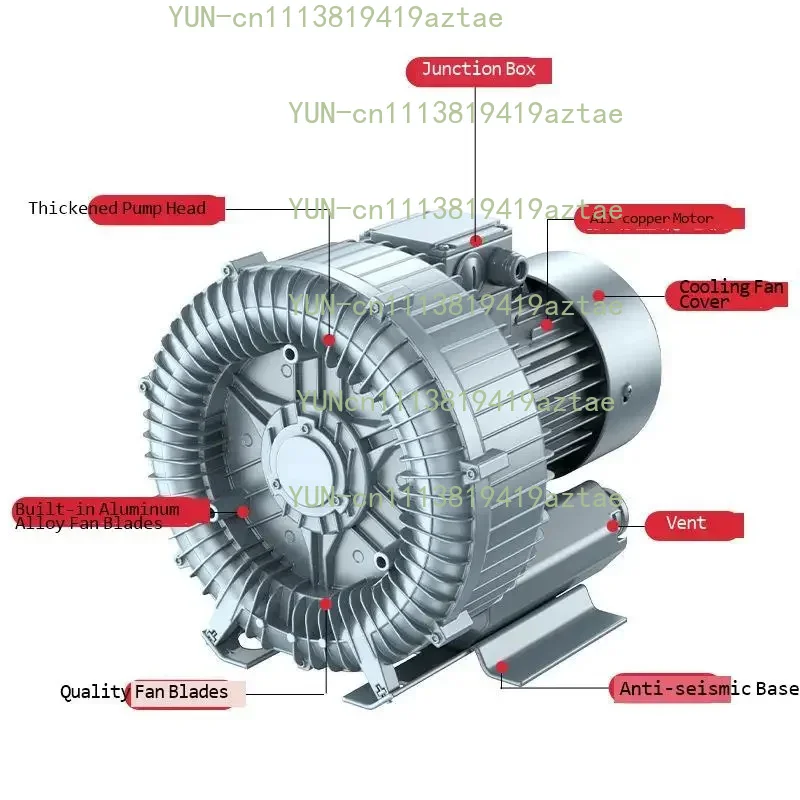 380V 5500W Vortex Blower Industrial High-pressure Air Pump Centrifugal Vacuum Pump Vortex Suction Fan Fish Pond Aerator
