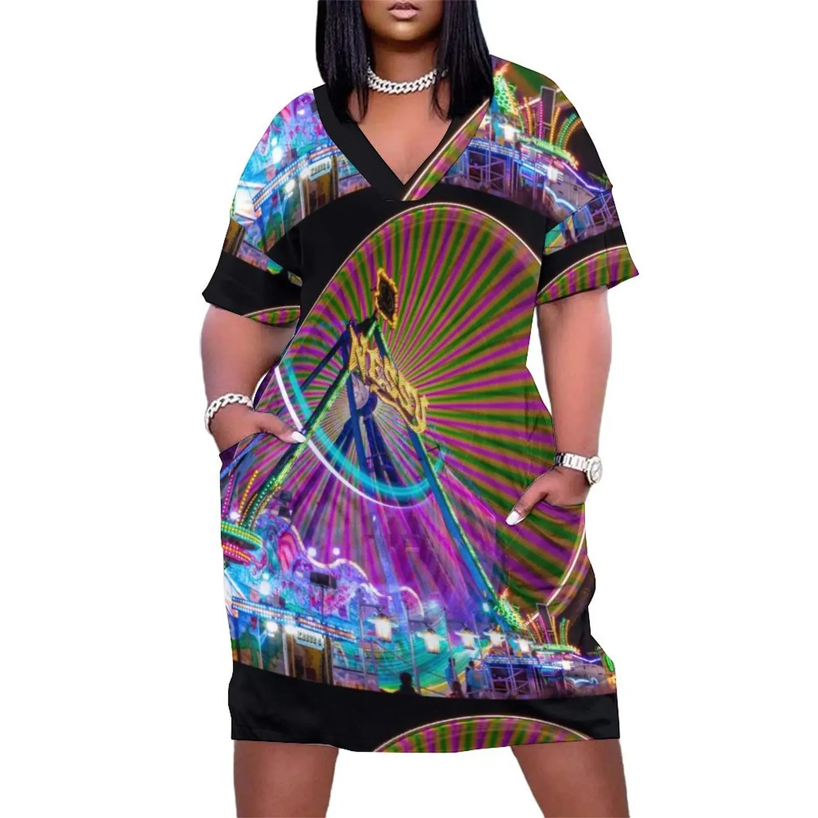 Fantastic Ferris Wheel Artwork Loose Pocket Dress dresses summer woman 2025 elegant women's sets prom dress 2025