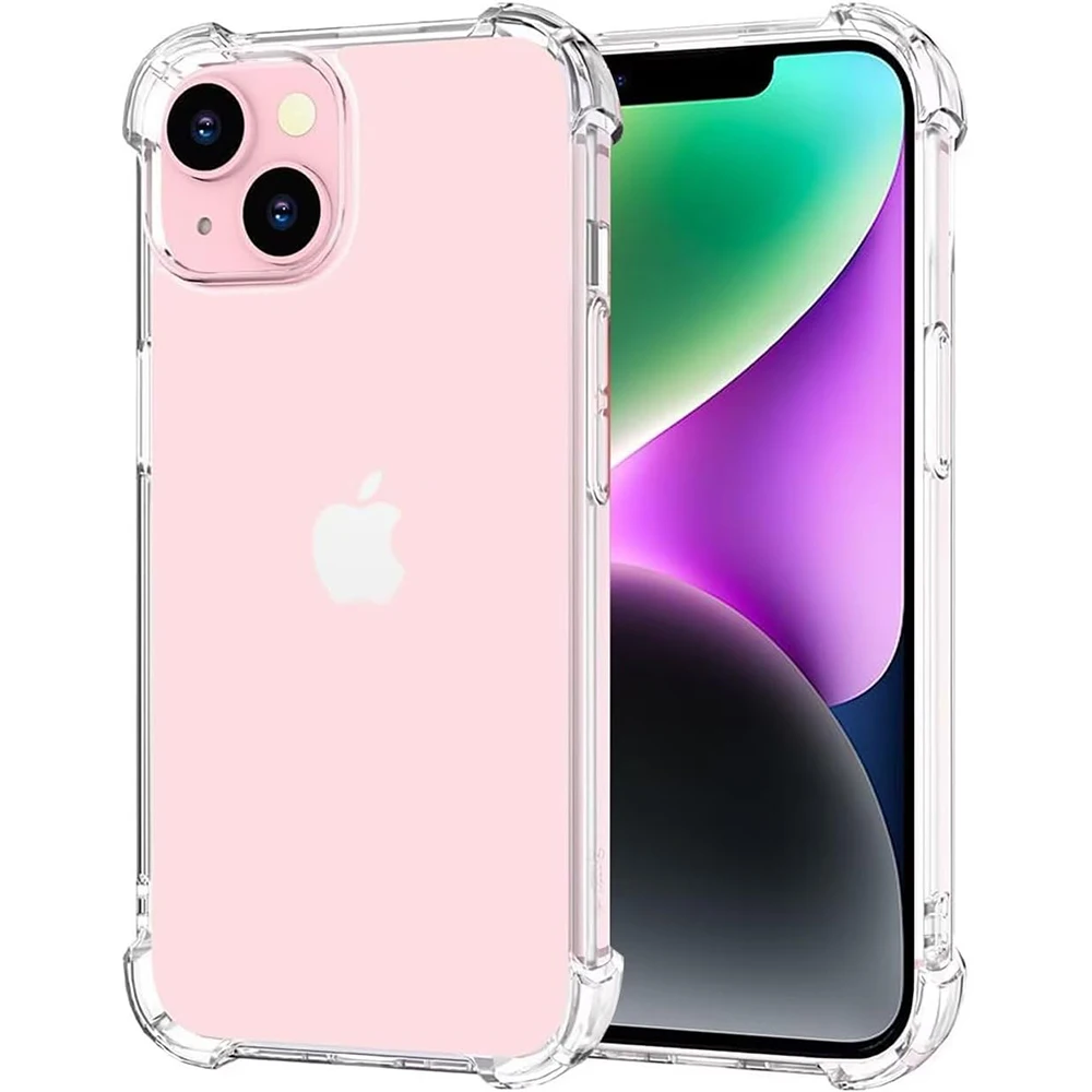 Shockproof Clear Silicone Case For iPhone 15 14 13 12 11 Pro Max Ultra Thin Transparent Case for iPhone 13 12 Mini 15 Plus Cover