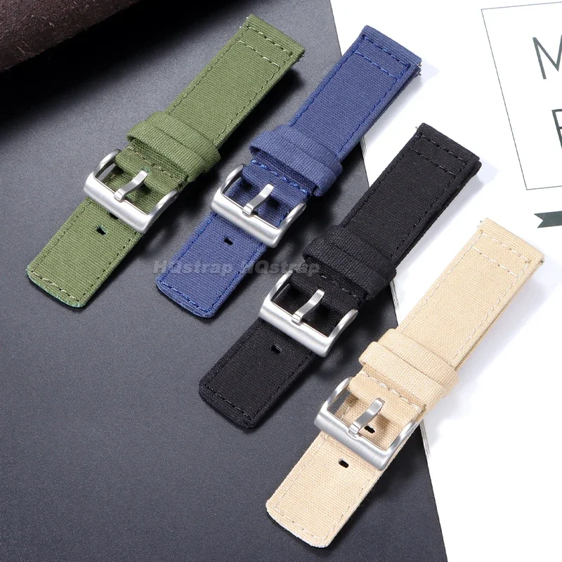 Нейлоновый холщовый ремешок 20 мм 22 мм, мягкий спортивный ремешок, быстросъемный браслет для Samsung Galaxy Watch 6 5 4, универсальный ремешок для часов