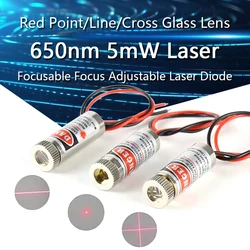 650nm 5mW Red Point / Line / Cross Laser Module Head Glass Lens Focusable Focus Adjustable Laser Diode Head Industrial Class
