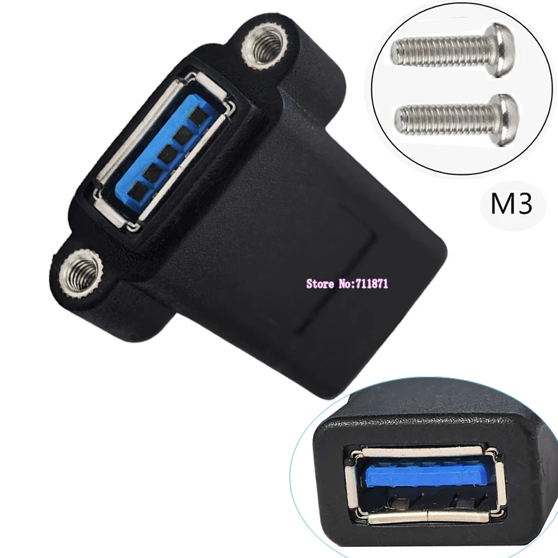 Female to Female With Screw Usb3.0 Adapter Connector For Wall Plug panel Usb3 Usb 3.0 Female Adaptor socket For Wall mount Plug