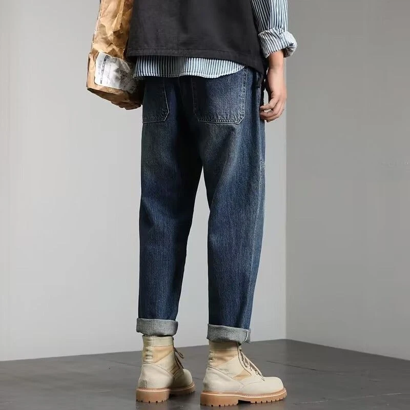 Rechte losse mannelijke cowboybroek Broek Origineel gestapeld wijde pijpen Zacht Harajuku Trend 2025, Y2k Vintage Xs Baggy herenjeans