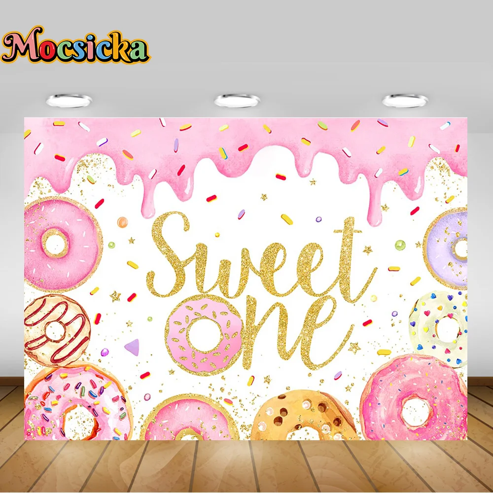 Mocsicka Sweet One Photography Backdrop Girls Pink Kids Birthday Party Decoration Baby Bath Newborn Photography Props Studio