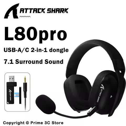 ATTACK SHARK L80PRO Wireless Gaming Headset 2.4G/BT/Wired Ultra-Light 40mm Drivers Low Latency Headphone for PC PS5 Switch Xbox