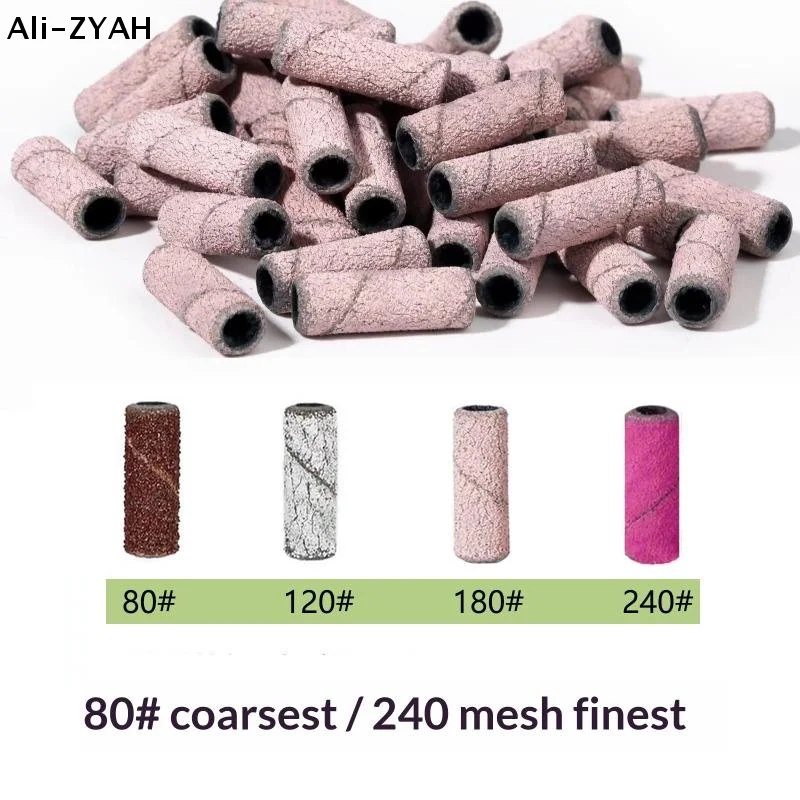 50 Stück 3,1 mm Mini-Nagelschleifbänder UV-Gel Acryl-Politur-Entferner Nagelwerkzeug-Set 120/150/180/240 Körnung