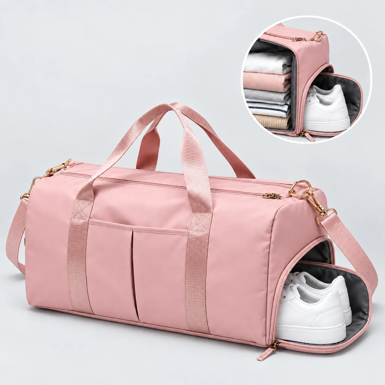 Women’s Gym Bag with Shoe Compartment Wet Pocket Trolley Sleeve Large Travel Duffel Weekender Bag for Workout Yoga Carry On