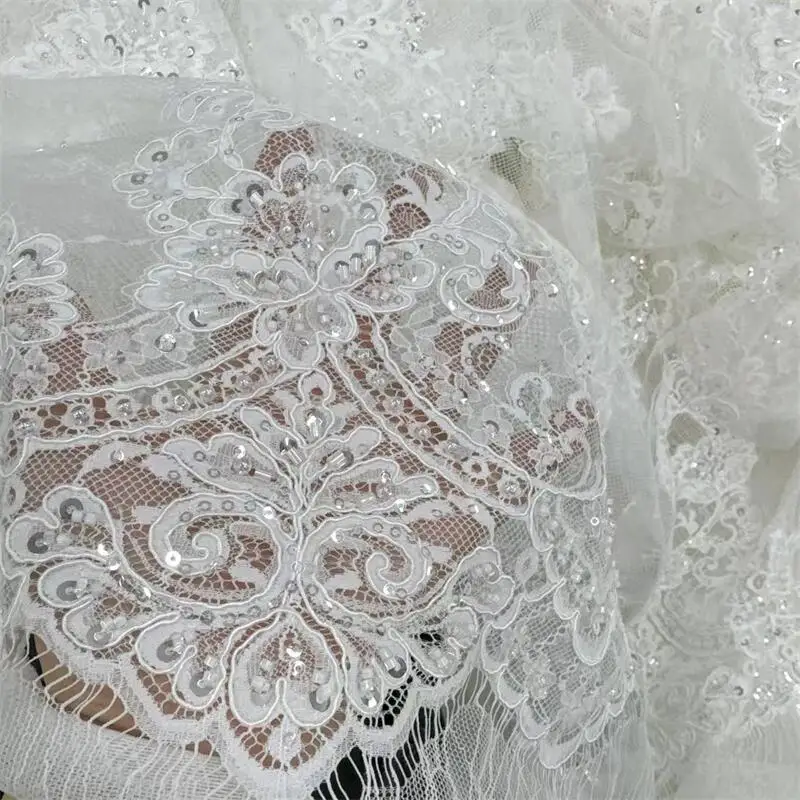 

3M.Beads Cord Embroider Flash Sequins Lace Fabric.Luxury Evening Dress French Lace .Fabric for Sewing.Wedding Dress.2026 New