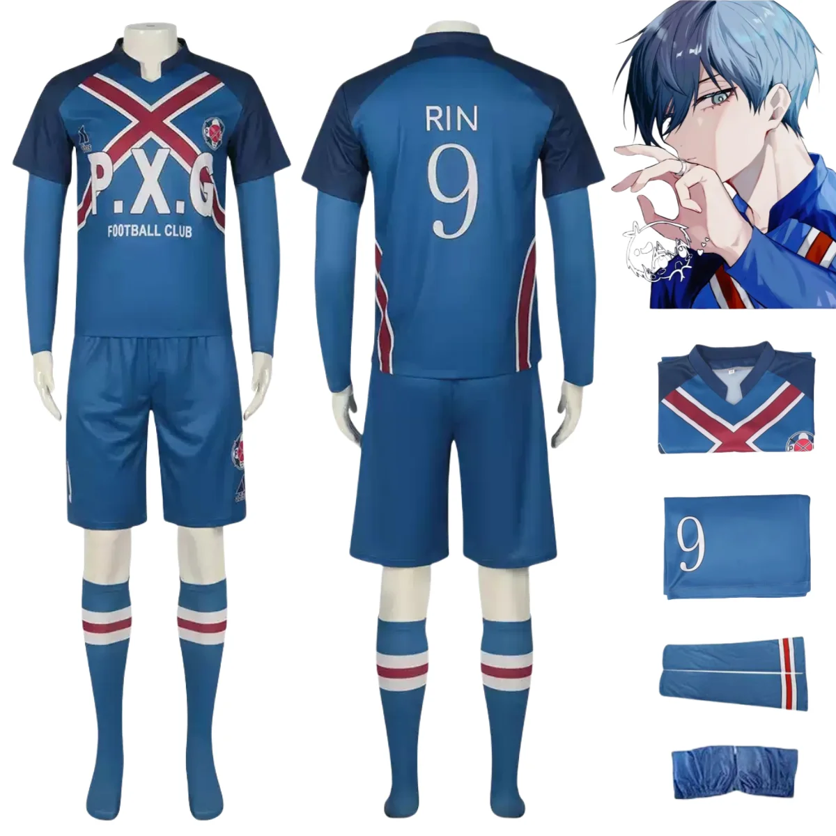 Anime Rin Cosplay Costumes NO.9 Rin Itoshi Football Jersey Cosplay