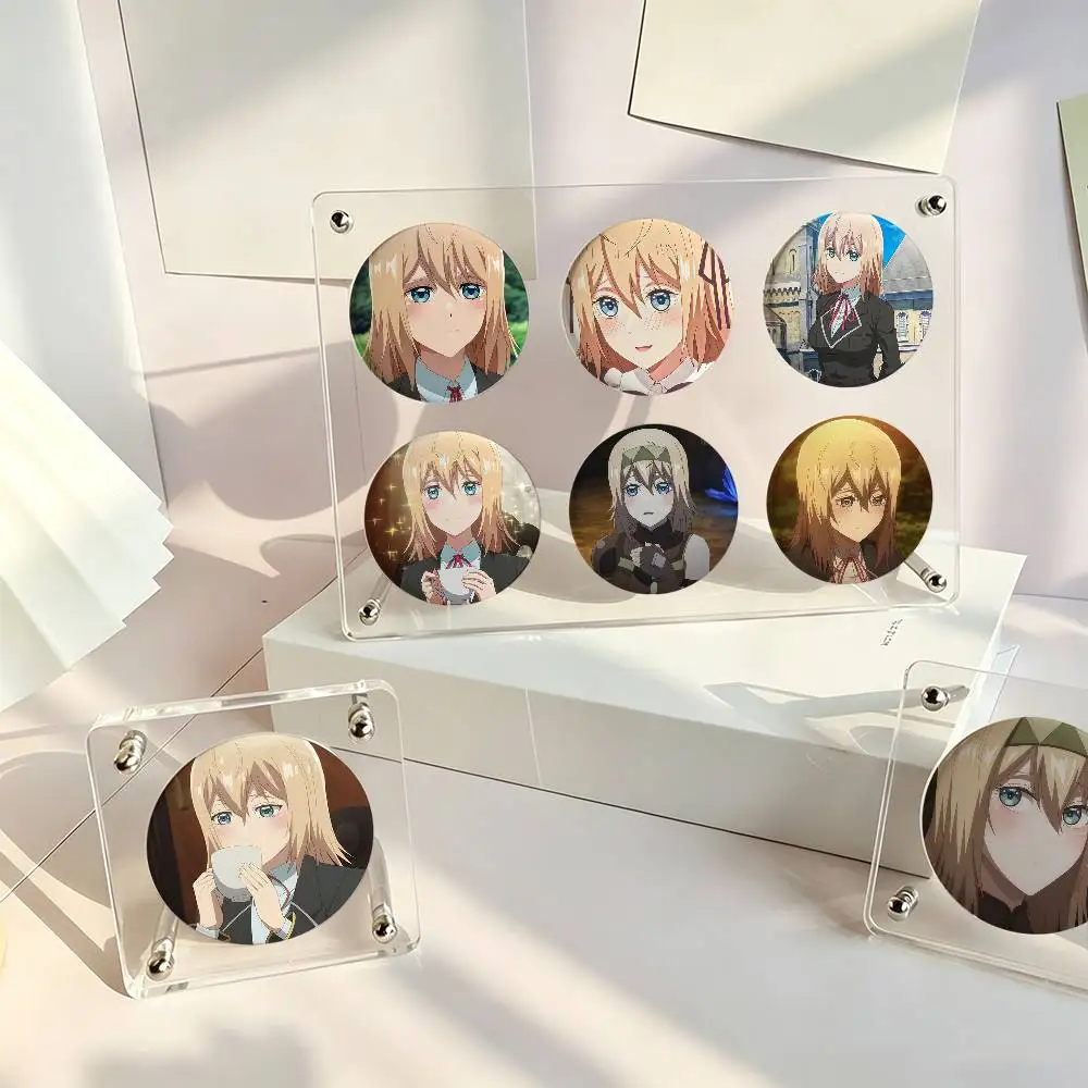 1pc Olivia Trapped In A Dating Sim Cartoon Style Badge Brooches On Backpack Decoration Round Enamel Pins For Accessorys