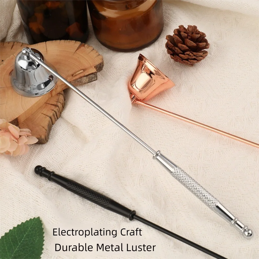 Stainless Steel Candle Extinguisher Bell Shape Cover Anti-Slip Candle Flame Snuffer with Long Handle Candle Stopper Wick Snuffer
