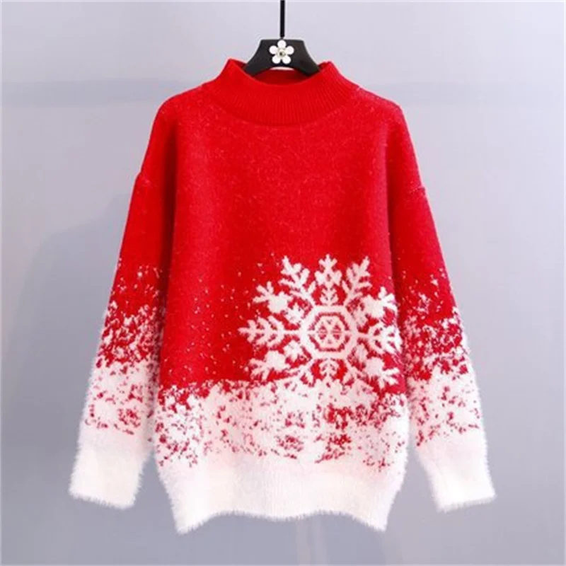 Women\'s Winter Sweater Vintage Knitwear Korean Popular Clothes Christmas Sweater New Outerwear Loose Pullover Women Sweater Tops