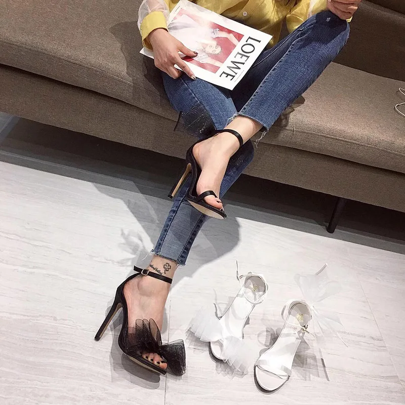 2024 Summer Comfort Shoes for Women Beige Heeled Sandals Buckle Strap Black Stiletto Girls Fashion New High Clear Pumps Sweet Fa