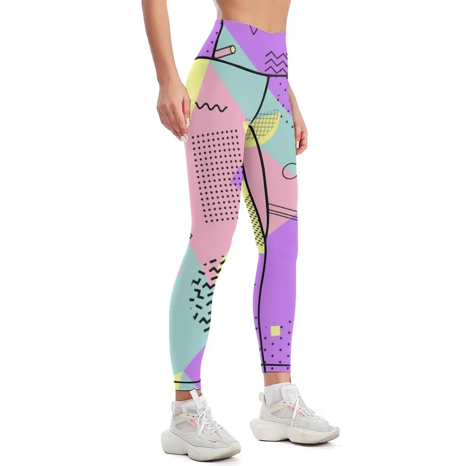 Memphis 80's-90's design - Pastel color #9 Leggings trousers Jogger pants Womens Leggings