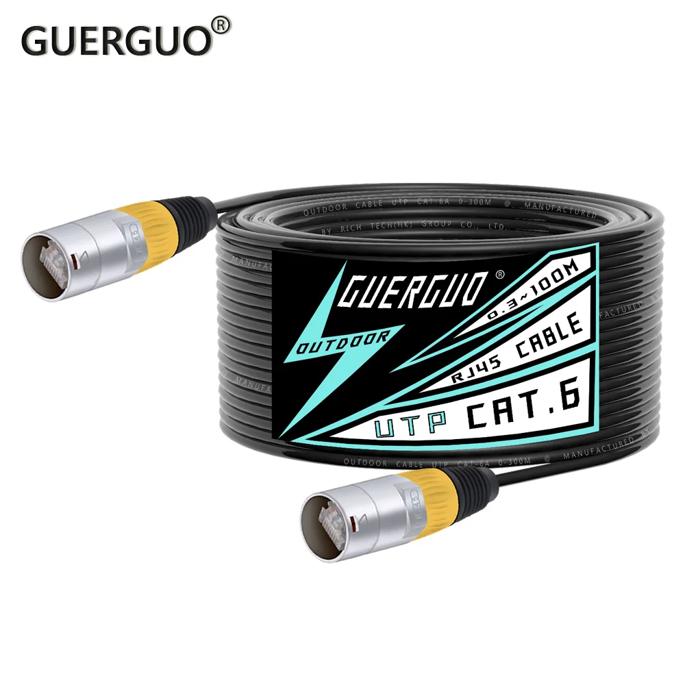 0.3M-100M Unshielded CAT6 Ethercon Cable RJ45 Zinc Alloy Plug Indoor/Outdoor LAN Network UTP Cable-Use for Audio & Lighting