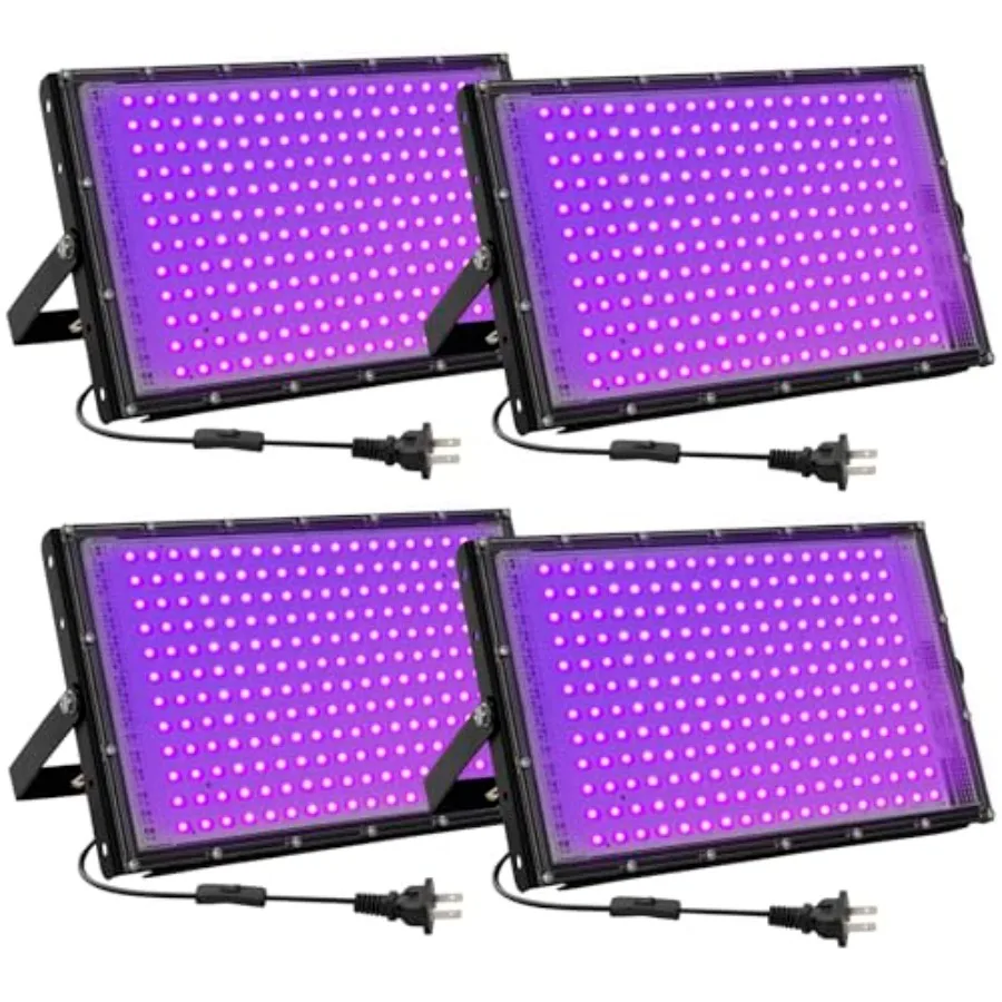 200W LED Black Lights for Glow Party IP65 Waterproof UV Blacklight Floodlight 395nm Black Light Spotlight Purple Black Light Fl