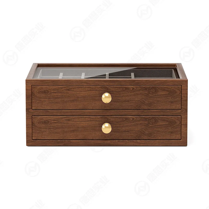 Hxl walnut jewelry box visible storage earrings storage
