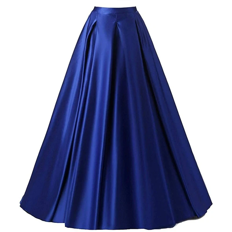 Real Photo Detachable Skirt Long Satin Skirts with Pockets Removable Train Wedding Evening Overskirt Maxi Skirts