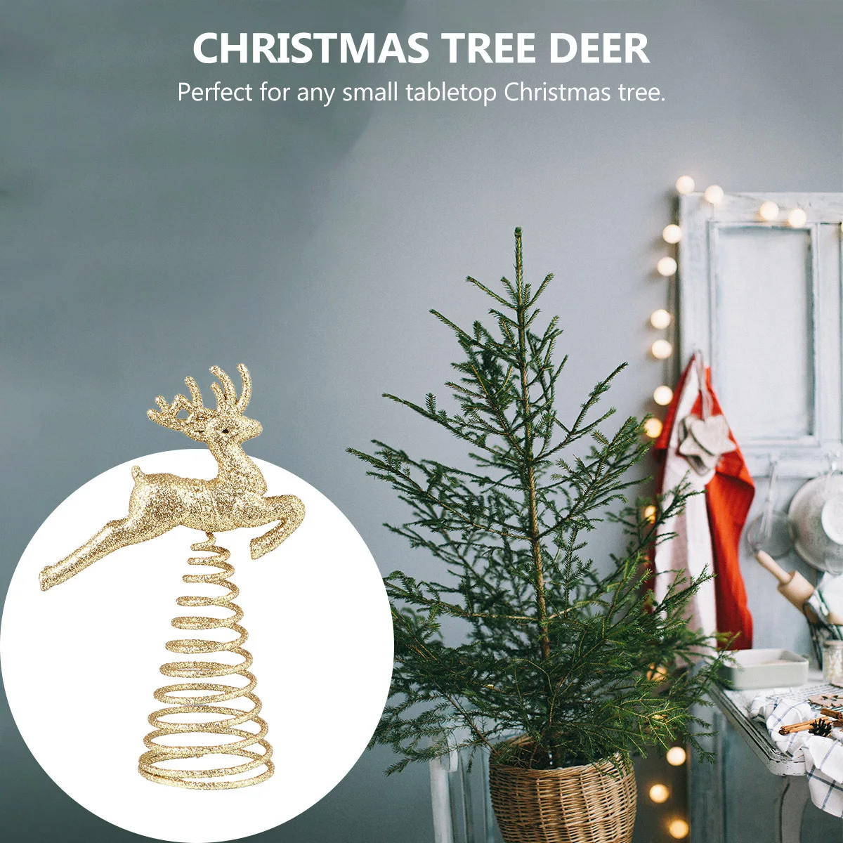 

1Pcs Deer Tree Topper Christmas Treetop Decor with Impeccable Craftsmanship Distinctive Features Festive Home Holiday Ornament