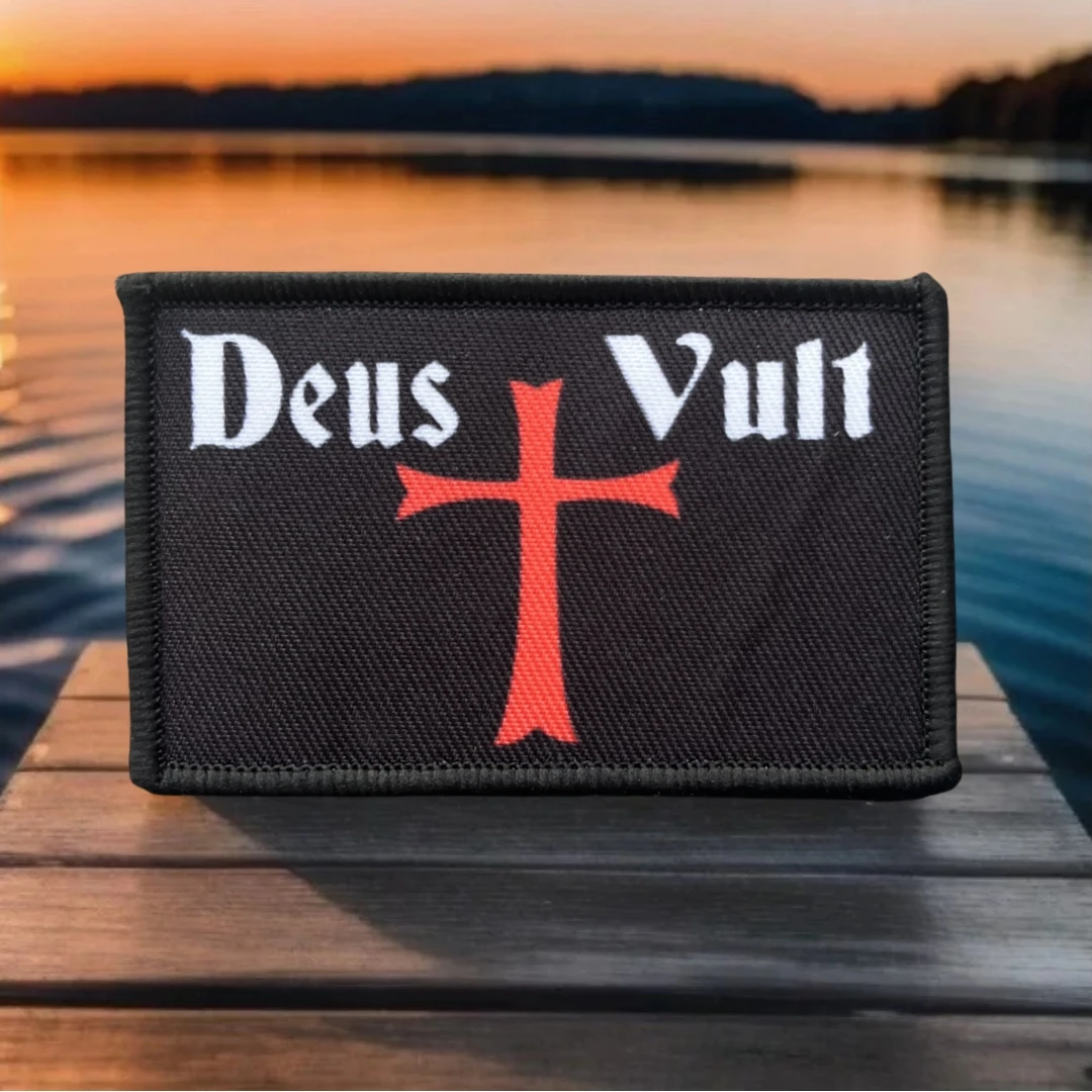 Deus Vult Knights Templar Legion Tactical Patch Military Morale Army Armband Printed Hook and Loop Patches for Backpack Sticker