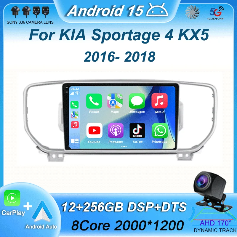 

Android 15 For KIA Sportage 4 KX5 2016 2017 2018 Wireless Carplay QLED Car Radio Multimedia Video Player 4G Navigation MP5 DVD