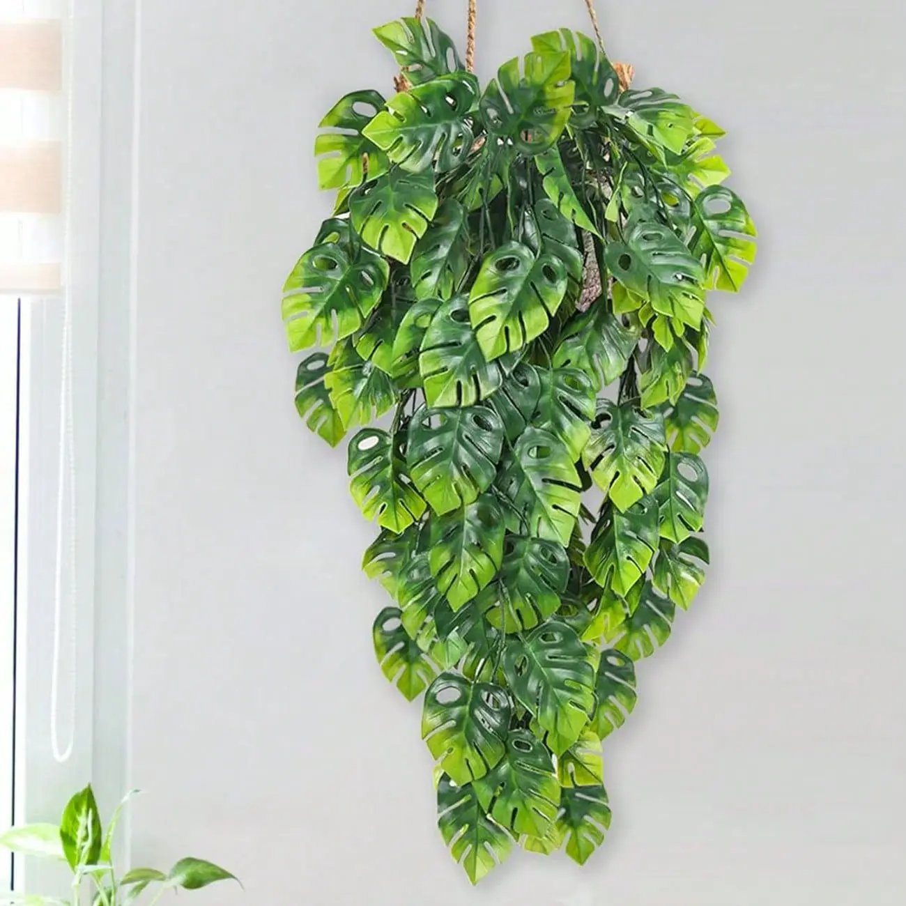 Artificial Monstera Leaf Vines Green Hanging Plants Garland for Room Yard & Garden Home  Wedding Party Decoration Fake Plant