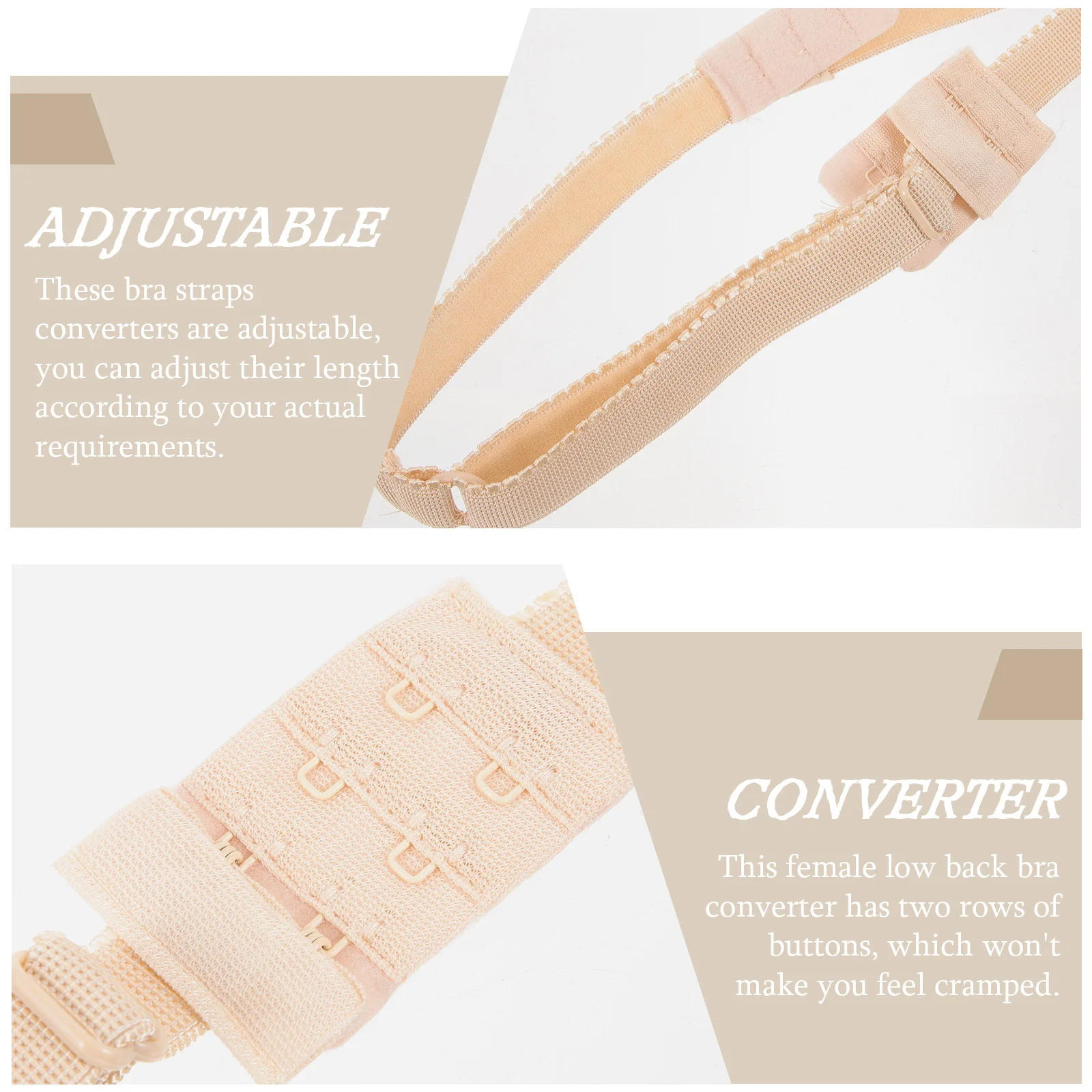 

2Pcs Low Back Bra Strap Extenders Adjustable Bra Converters Invisible Replacement for Dress Strapless Bras Strap Extender