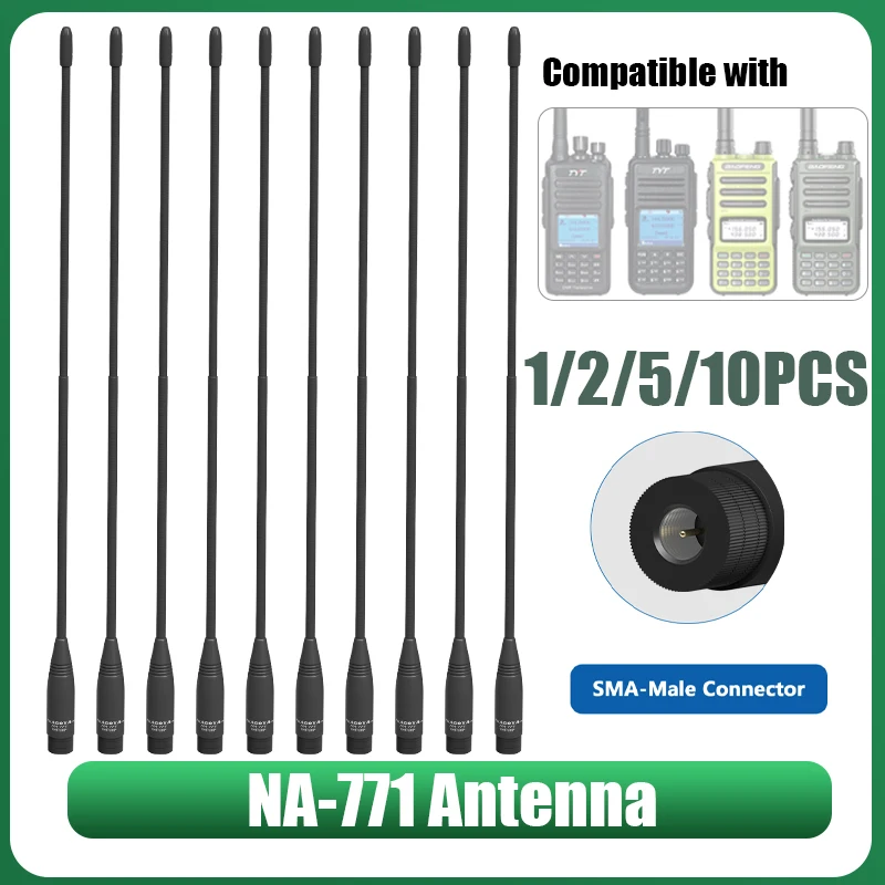 Authentic Genuine Nagoya NA-771 15.35-Inch Whip Antenna SMA-Male 1/2/5/10PCS For Retevis Radio RT81 RT3S TYT TH-UV8000D TH-UV98