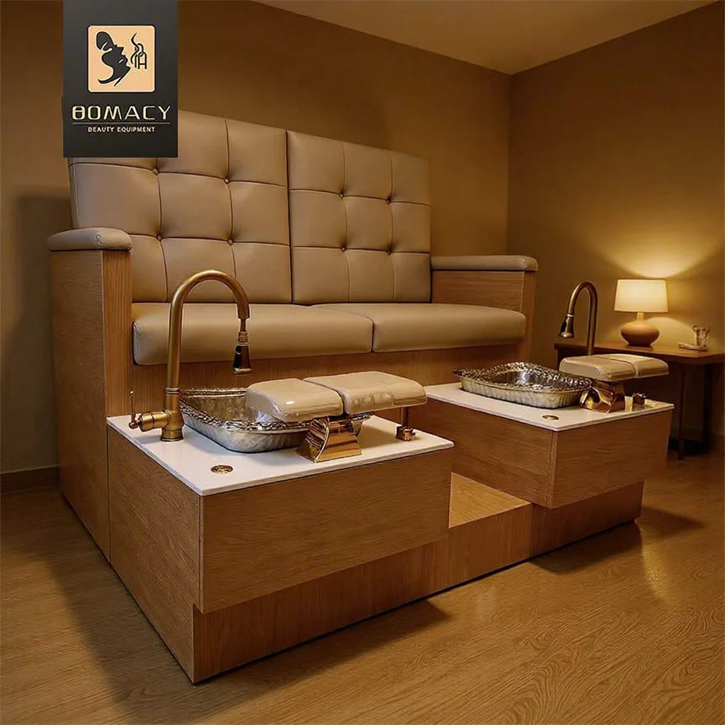 New Double Pedicure Chair Foot SPA Station Beauty Salon Furniture Custom Pedicure Bench Chairs