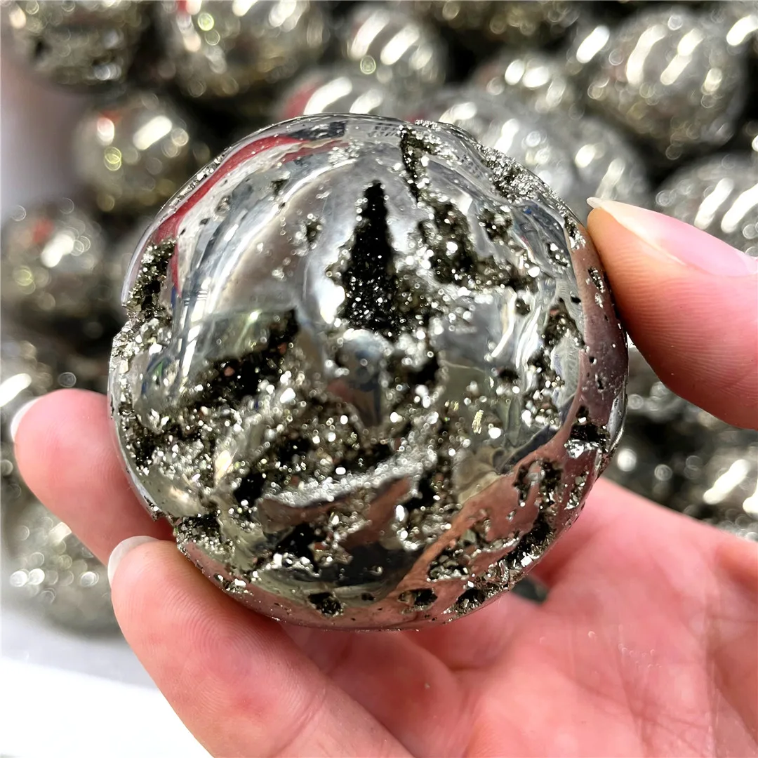 Natural Pyrite Geode Ball Golden Lron Mineral Specimens Reiki Healing 1PCS