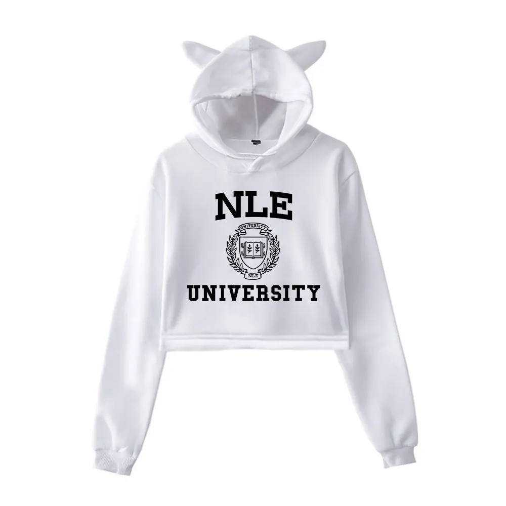 NLE Choppa NLE University Hoodie Vintage 90s Streetwear Hoodie Merch Hoodies Sweatshirts for Girls Cat Ear Crop Fashion women