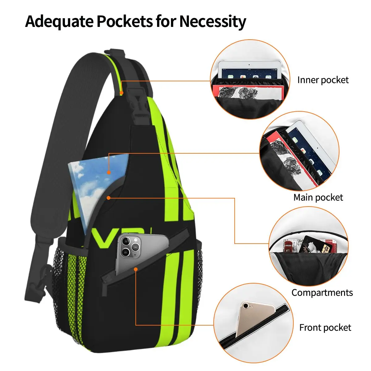 Moto-Gp Rossi-Race Small Sling Bag Chest Crossbody Shoulder Backpack Travel Hiking Daypacks Motorcycle Motocross Printed School