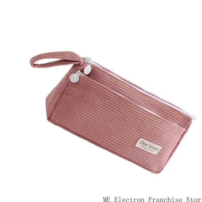 T5EA Bolsa bolígrafo pana doble capas 2 Bolsa lápiz compartimento para estudiante