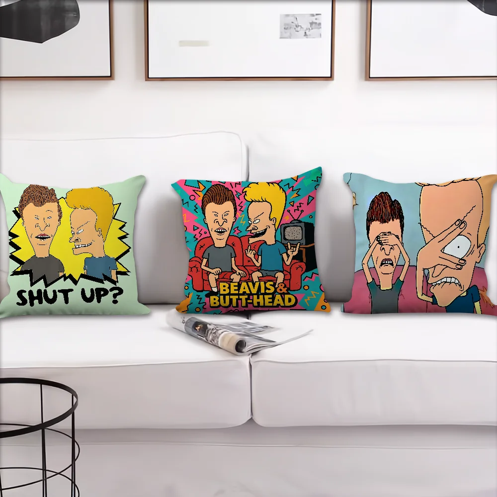 cushion cover Sofa Living Room Bedroom Headboard B-Beavis Backrest Cushion Square Head Cushion Nap Butt Cartoon Time Pillow Case