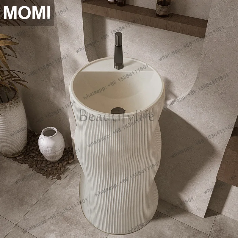wabi-sandy striped special-shaped column basin floor-to-ceiling personalized creative face wash table