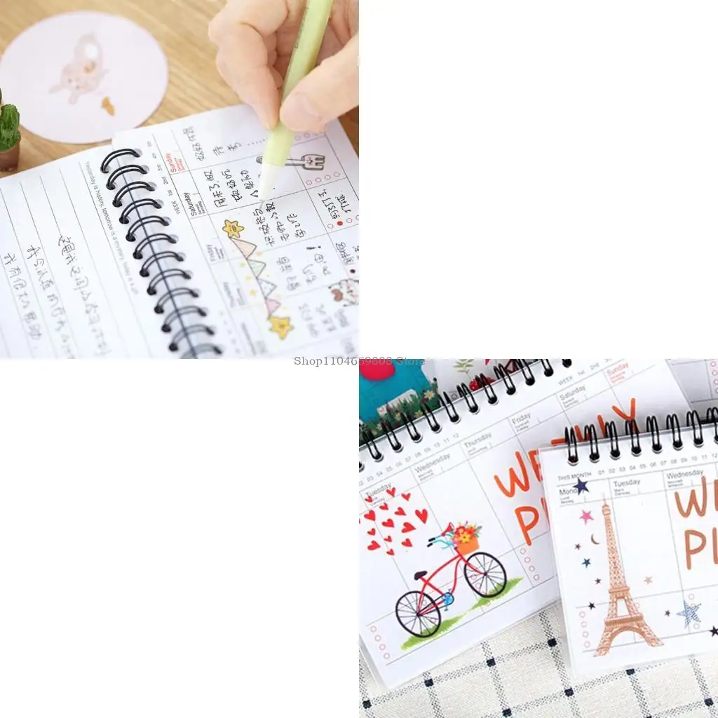 2-in-1 ฉีกขาดรายสัปดาห์ปฏิทินกันน้ำ 50 แผ่นวันที่หน้า To-do-list Pad ธุรกิจตาราง Notepad