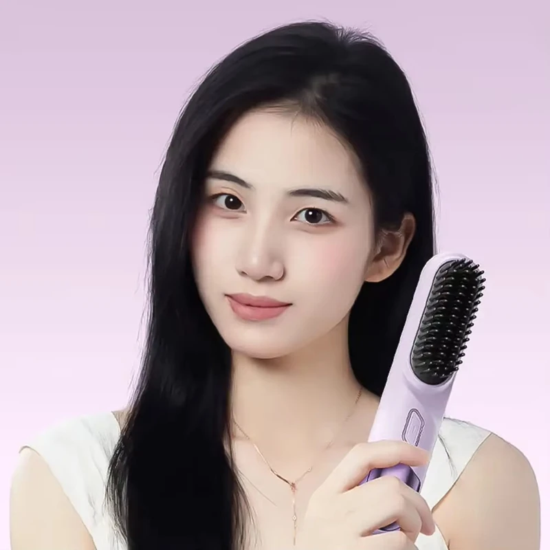 

Беспроводной выпрямитель для волос, мини-сушилка с горячей расческой и щетка для выпрямления волос, портативные устройства для укладки волос-SPMI