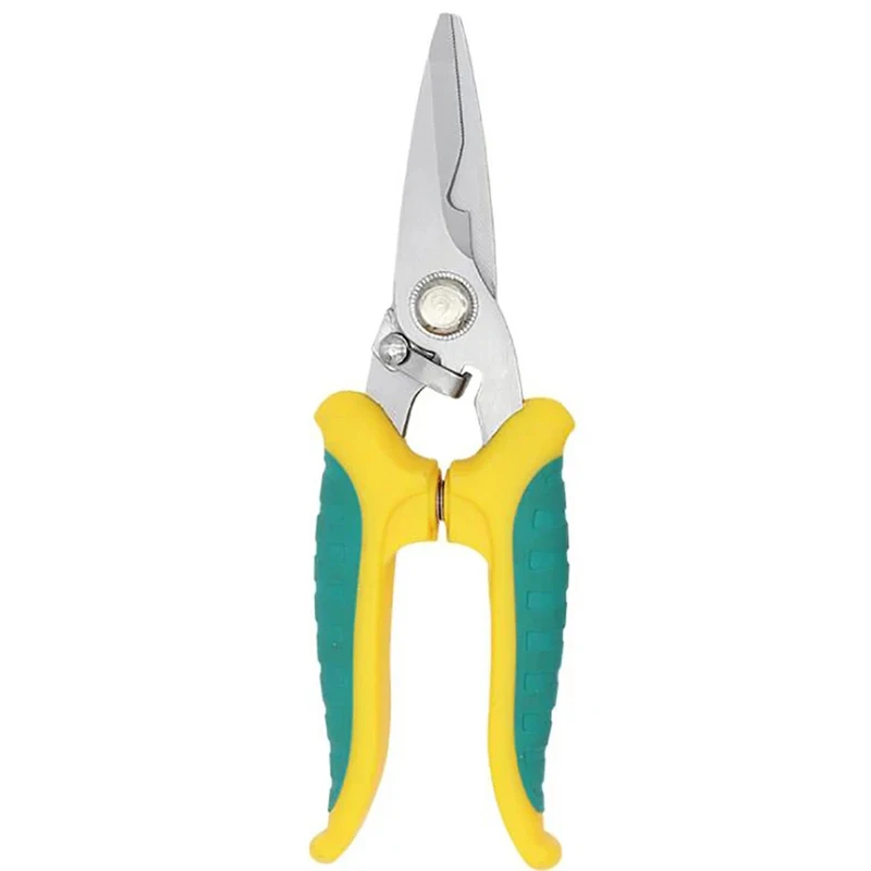 Stainless Steel Electrician Scissors Wire Shears w/ Safety Lock Spring Scissors Fruit Flower Branch Shears Garden Pruning Shears